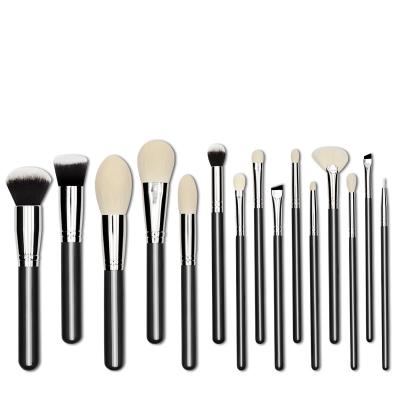 China Angular Blush Makeup Set Brush 15pcs Professional Premium Natural Hair Make Up Brushes Kit For Foundation Powder Blush Eyeshadow With Bag for sale