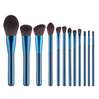 China Angular Blush Professional Private Label Jewelry 12/8pcs Blue Eyeshadow Makeup Brushes Crease Highlight Eyebrow Brush With Cylinder for sale