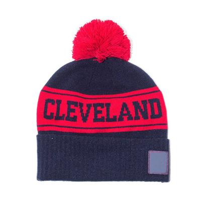 China breathable & Wholesale Beanie Hat Custom Logo Jacquard Beanie Knitted Hats Winter Waterproof Pompom Cap for sale