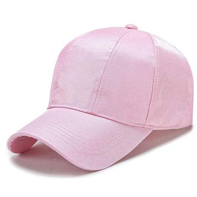 China COMMON 6 Panel Satin Baseball Cap Women Hats Refine Sports Adjustable Outdoor Hat Fashion High Quality Hat for sale