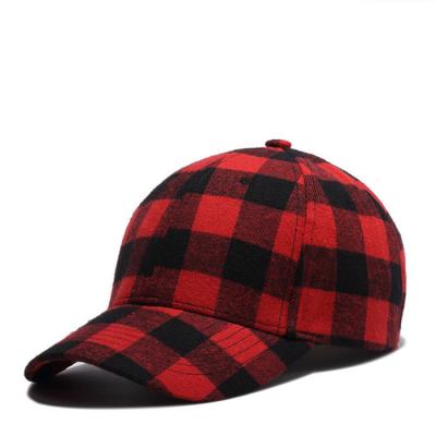 China JOINT Red and Black Plaid Hats 6 Panel Baseball Cap Fashion Hip Hop Sports Hat Custom Sun Visor Hats for sale