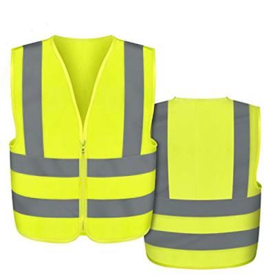 China 100% Reflective Safety Vest Wholesale Water Proof Vest High Visibility Polyester Neon Yellow Zipper Custom for sale