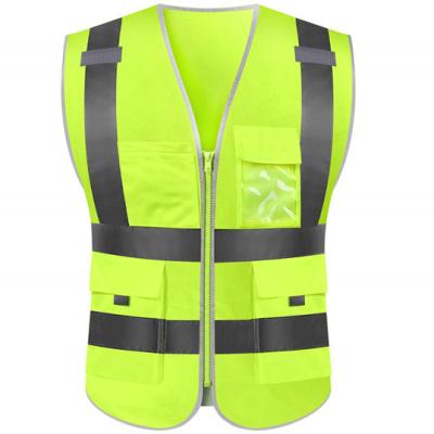 China Custom Water Proof Logo Reflective Safety Vest High Visibility Reflective Tape With Pockets And Front Zipper for sale