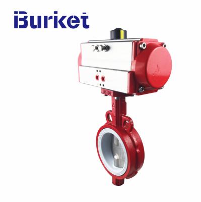 China Pneumatic rubber-lined high temperature wafer connection 10 inch butterfly valve for sale