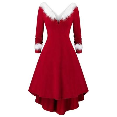 China Wholesale Anti-wrinkle autumn and winter hot sale Christmas knitted long sleeve dress banquet dress women for sale