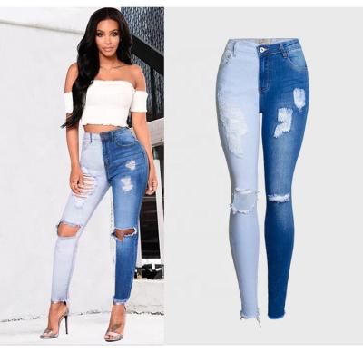 China Plus Size 2020 Fashion Spring Women's Skinny Pants Elastic Thin Stitching Color Matching Pencil Pants Ladies for sale