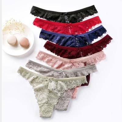 China Antibacterial Sexy Crotch Women's Antibacterial Sexy Briefs Ladies Lace Thong Lace Thong Briefs Breathable Cotton Panties for sale