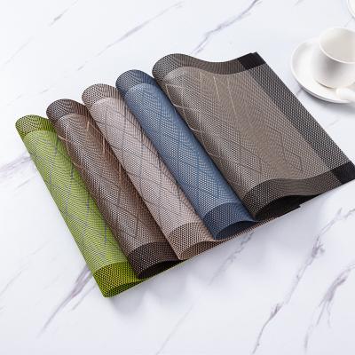 China New Arrival Rectangle Area Rug Restaurant Durable Washable PVC Dining Table Weave Mats for sale