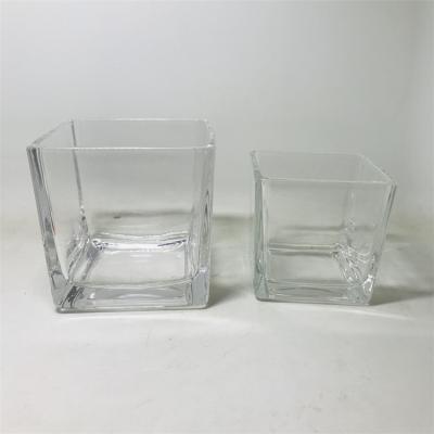 China Fashionable Natural Different Size Square Empty Glass Candle Jars For Candle Making for sale