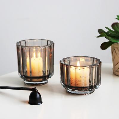 China Fashionable Fancy Shape High Quality Unique Custom Color Empty Glass Candle Jars For Candle Making for sale