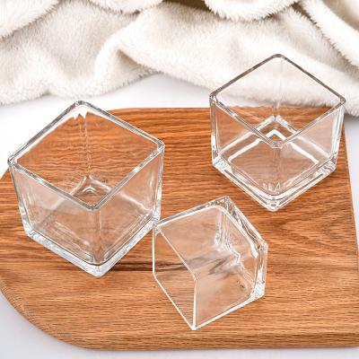 China Fashionable Normal Size Custom Square Empty Clear Glass Candle Jars For Candle Making for sale