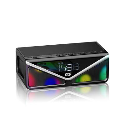 China S-89 2.1 LED Flashing Light Channel Clock With Alarm Dual Speaker Portable Wireless Speaker for sale