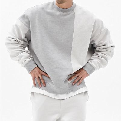 China Winter Breathable Men Loose Fit Drop Shoulder O Neck Sweater Patchwork Cotton Knit Mens Sweaters Solid Color for sale