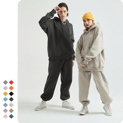 China 330G Anti-wrinkle men's multicolor hoodies and French Terry cotton fleece men's hoodie set sweatpants for sale