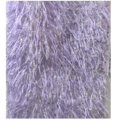 China Metallic advertised fur fabric with silver metallic thread sequins for sale