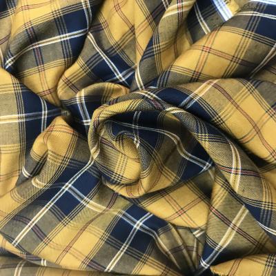 China Anti Pill Yarn Dyed Woven 100% Viscous Rayon Plaid Fabric For Garment Dress for sale