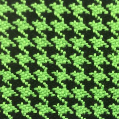 China Metallic Houndstooth Tweed Fabric For Zhenwei Textile T614 Fluorescent Green White Black White Coat Suit Yarn for sale