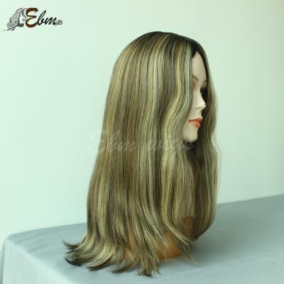 China New Straight 24Inch Ash Blonde Highlight Stock Ebm Wig for sale