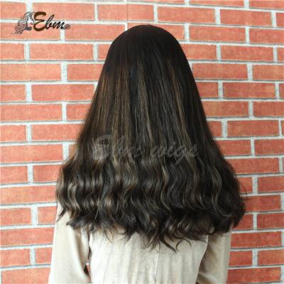 China Silky Straight Wave Full Length No Layer Cuticle Hair Color Jewish Wigs Kosher Wigs With Blonde Highlight for sale