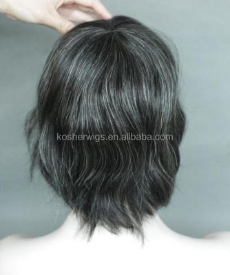 China Factory Price 6 Inch Mens Hair Toupee With Gray Hair, High Quality Topper, Natural Color Toupee for sale