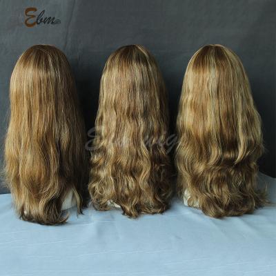 China New Arrival #8HL14 Silky Straight Color Highlight Virgin Jewish Wave Wigs Cuticle Aligned Brazilian Hair for sale