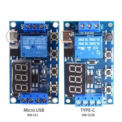 China - 5V Type-C USB Relay Module 3 Button 3 Digit Digital Tube LED Micro Delay Relay Timer Time Delay Control Switch for sale