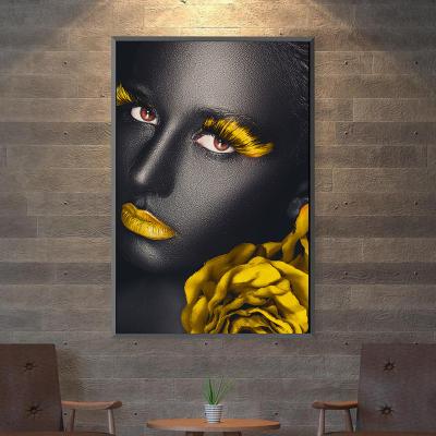 China Luxury African Modern Home Decor Portrait Fashion Face Cover Colored Woman Cuadros Canvas Wall Art Oil Painting for sale