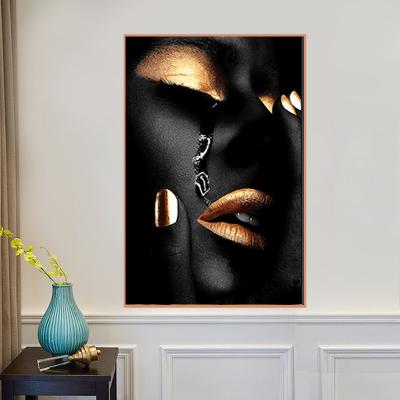 China Wholesale Modern Black And Gold Human Body Women Resin Painting New Product Ideas Art Prints 2023 For Living Room for sale