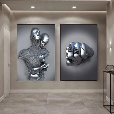 China Modern Custom Modern Decoration Metal Abstract Stainless Steel Wall Figure Sculpture for sale