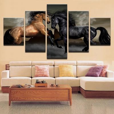 China Waterproof Running Horses Wall Art Large Pictures For Living Room Bedroom Office Wall Prints And Poster Metal Frame Decorative Painting for sale