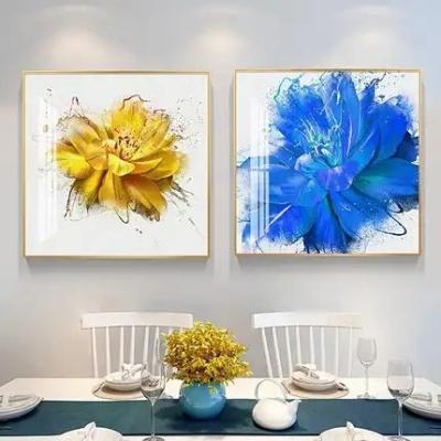 China High-end Crystal Painting Waterproof Modern Gorgeous Living Room Decoration Restaurant Square Flower Porcelain Hanging Painting Crystal Painting for sale