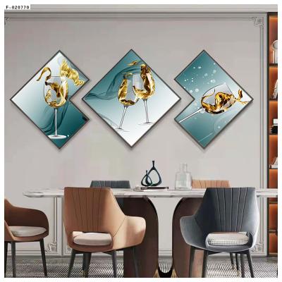 China Deer Crystal Painting 3 Panel Abstract Porcelain Painting Art Set Living Room Decor Canvas Painting High Quality Waterproof for sale