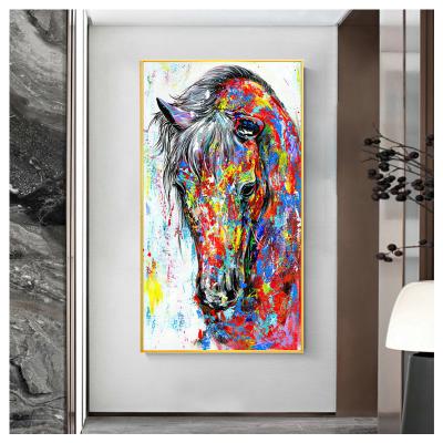 China Abstract POP Art Style Wall Art Decor Horse Graffiti Waterproof Oil Painting For Home Interior Decor for sale