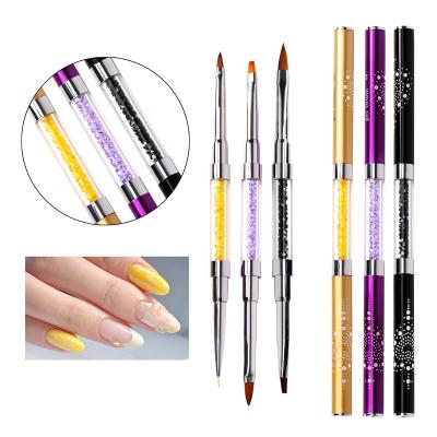 China Different Sizes Drawing Brush 1PC Nail Art Brush Carving Pen For Nail Design DIY Tools Manicure Coating Pen Double Heads UV Gel Glitter Handle Use Nail Tool for sale