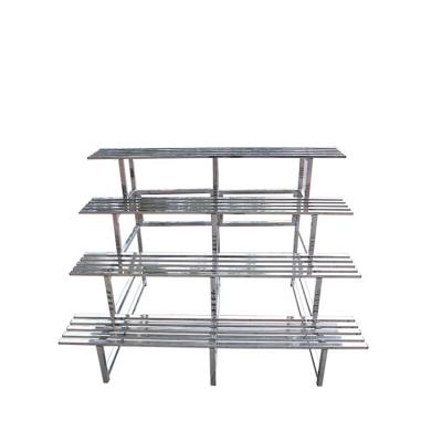 China Modern Design Viable OEM 4 Layer Flower Stand Metal Potting Rack Flower Tray Green Plant Placement Rack Stainless Steel Storage Rack for sale