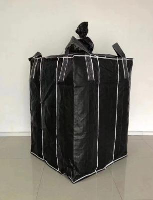 China Black PP woven baffle bag / Q bag FIBC for powder flour carbons chemical powders for sale