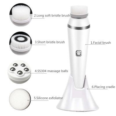 China Electric DEEP CLEANING 4 in 1 Electric Silicone Exfoliating Deep Cleansing Skin Scrub Pore Remover Face Facial Cleansing Brush for sale