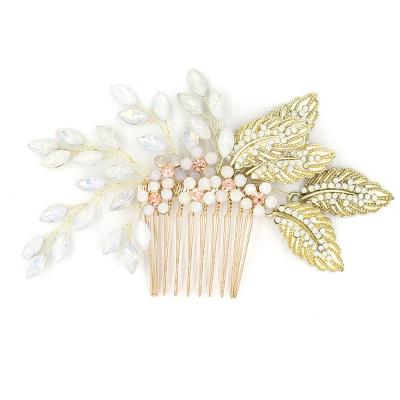 China Bridal Pageant Wedding Bridal Hair Comb Women Luxury Crystal Alloy Leaves Rhinestone Wedding Headpiece Headpiece O829 Perform Tiara for sale