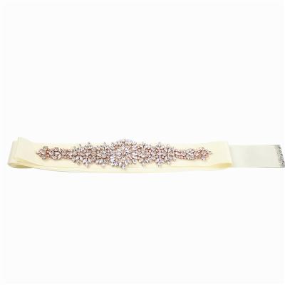 China Y010 Fashion symmetrical rhinestone diamond women's belt custom made wedding dress wedding bridal sash for sale