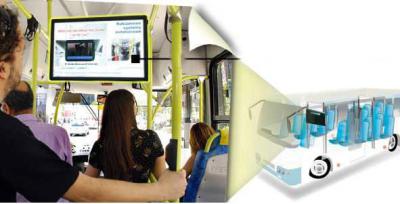 China Solución de visualización de punto ancho de señalización de bus digital conectada a Internet para instalación en techo / pared en venta