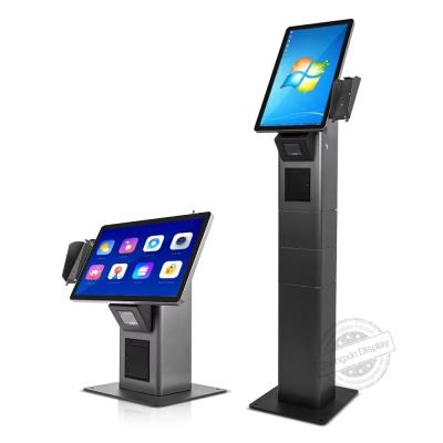 China Commerciële stand Android Fast Food Restaurant Touch Screen Kiosk Met Pos Barcode Scanner Ticket Printer Opties Te koop