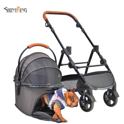 China Wholesale 4 Wheel Dogs Travel Pet Trolley Dogs Cat Walker Detachable Travel Pet Stroller Small for sale