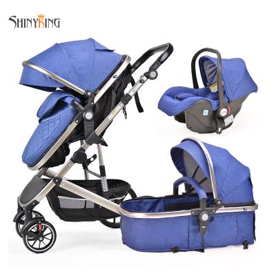 China High Quality Canvas Baby Stroller 3 in 1 High Luxury Umbrella Landscape Walker Folding Baby Pram for sale