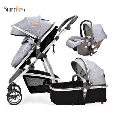 China Cheap price luxury light weight 3 in 1 foldable four wheel baby stroller carry baby pram in china for sale