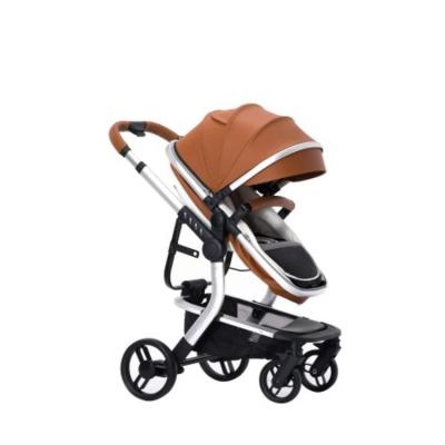 China Eco-friendly leather aluminum fram canvas luxury baby stroller 3 in 1 for 0-3year baby for sale