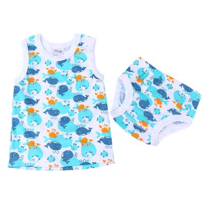 China Anti-shrink baby clothing sets newborns clothes boys girls clothes sleeveless rompers unisex baby boy jumpsuit vest and underwear set for sale