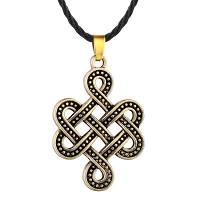 China Vintage Antique High Quality Copper Plated Endless Knot Necklace Pendant Jewelry for sale