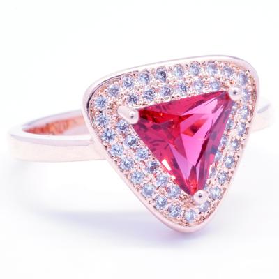 China Punk Silver Gemstone Ruby Rings With Triangle Design Natural Red CZ Jewelry for sale