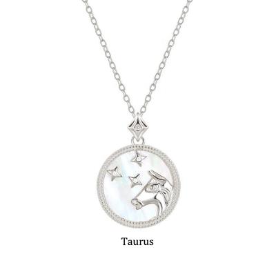 China Taurus Birthday Gifts Silver 925 Punk Zodiac Pendant Necklace For Women for sale