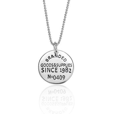 China Vintage Custom Charm Blank Letter Engraved Silver Wholesale Simple Necklace for sale